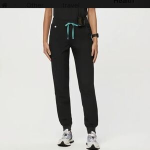 Figs  Zamora FreeX Lined Jogger Scrub Pants Navy Teal Drawstring SZ.XS/T